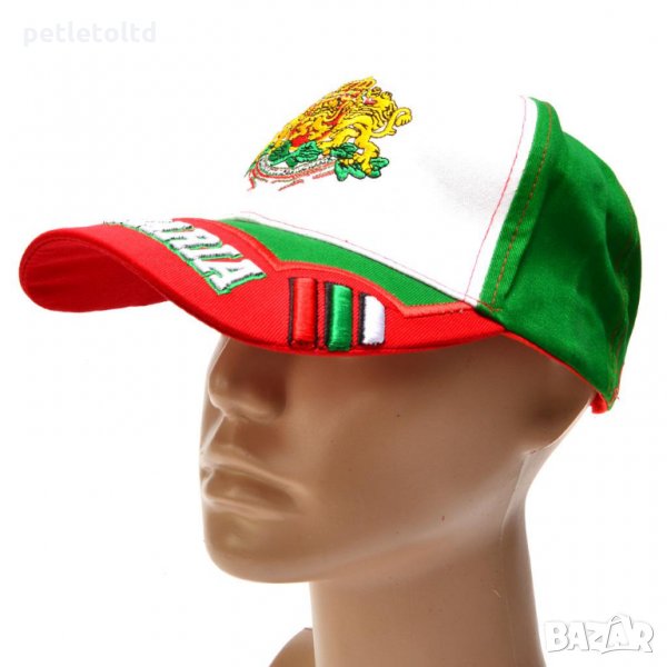 Шапка с козирка, с цветовете на българския трикольор и ГЕРБ на Република България и надпис BULGARIA, снимка 1