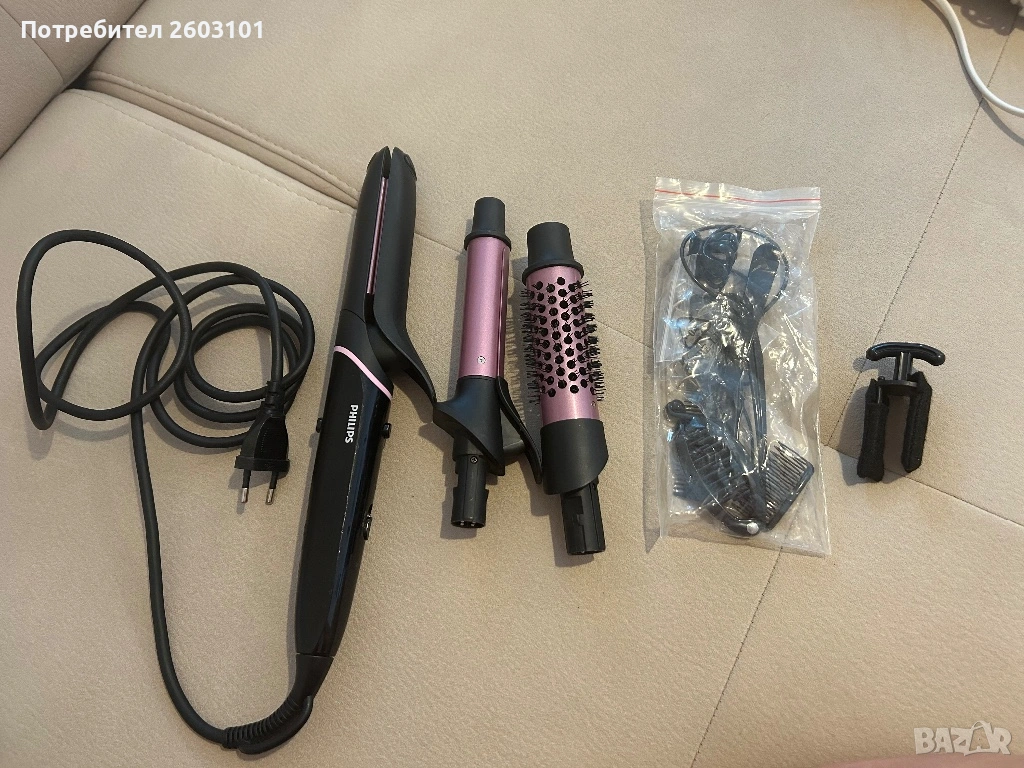 Преса за изправяне и маша за къдрене на коса Phillips , снимка 1