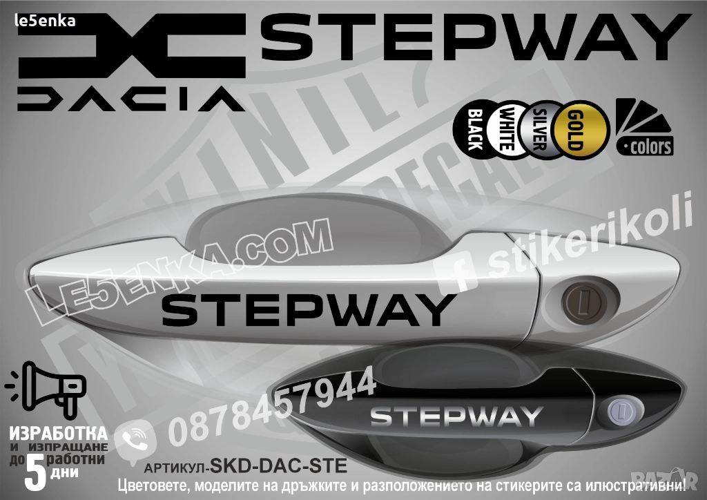 DACIA Stepway стикери дръжки SKD-DAC-STE, снимка 1