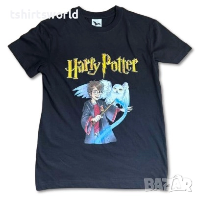 Нова детска тениска с дигитален печат Хари Потър в черен цвят, снимка 1