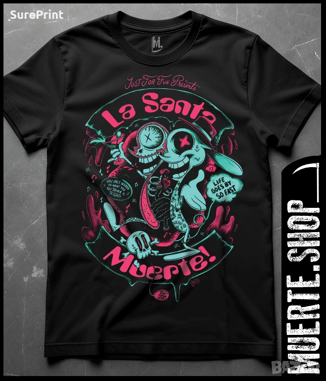 Черна тениска LA MUERTE RABBIT PAIN, снимка 1