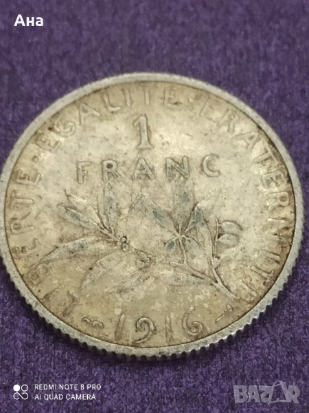1 франк 1916г, снимка 1