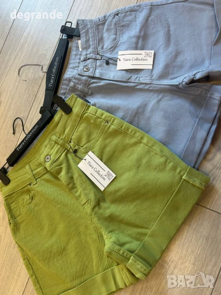 Къси панталонки в синьо и зелено, снимка 1