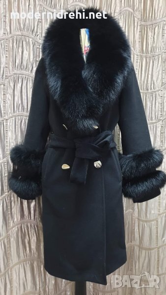Дамско луксозно палто кашмир вълна и лисица код 285, снимка 1