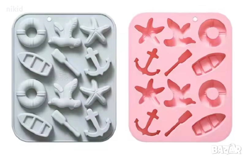 пояс котва лодка чайка морски силиконов молд форма калъп за фондан шоколад гипс бонбони, снимка 1