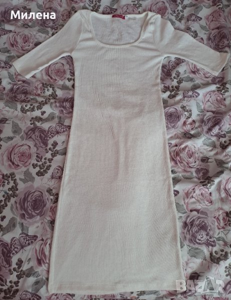 Нова бяла рокля рипс, размер M, снимка 1