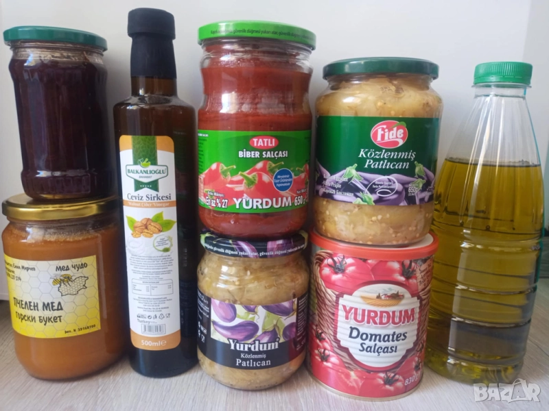 Доматено пюре,пиперково пюре,патладжан,зехтин,сладко и мед, снимка 1