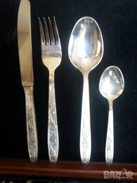 прибори от мелхиор, нови 38 броя, модел "Флора", от СССР, от 1970, красиви и солидни , снимка 1