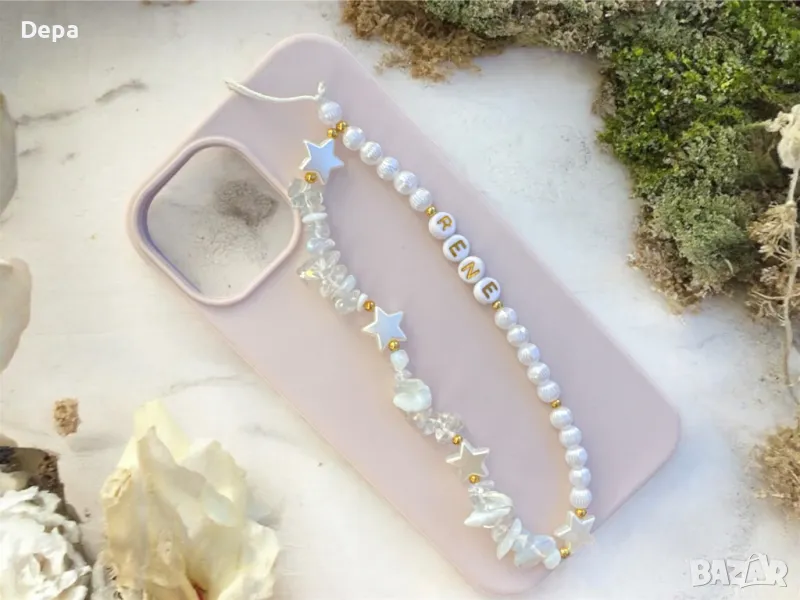 Ръчно изработена висулка за телефон / украшение за телефон / аксесоар / верижка с име по избор, снимка 1