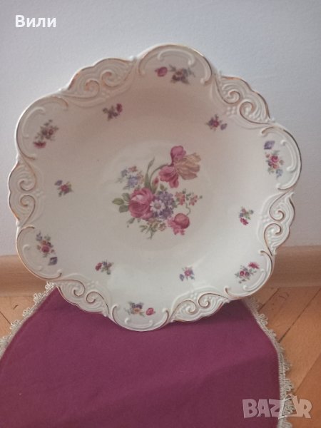 Уникално, ръчно декорирано и позлатено плато, снимка 1