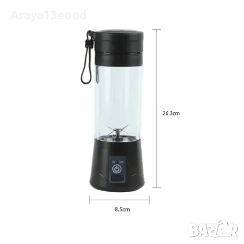 Преносим блендер с USB зареждане 380 ml – 6-точкови ножове, черен, снимка 4 - Друга електроника - 56008272