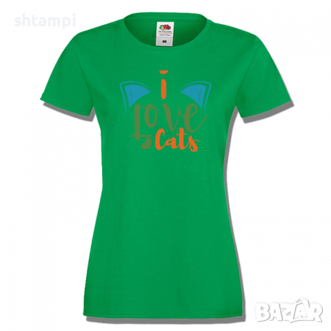 Дамска тениска I Love Cats,Тениска с Кучета,Животни,Изненада,Празник, снимка 2 - Тениски - 36428268