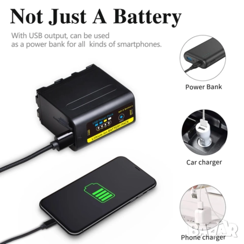 Универсална литиева батерия NP-F970, 7.4V, 9600mAh, снимка 3 - Батерии, зарядни - 52669718