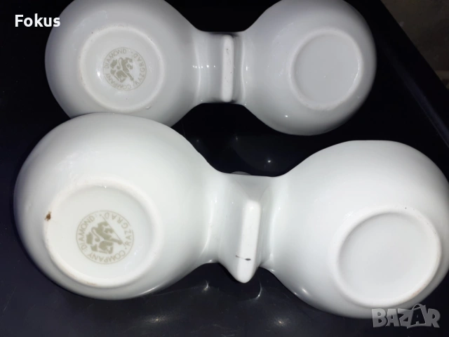 Чифт солници български порцелан, снимка 4 - Антикварни и старинни предмети - 53294314