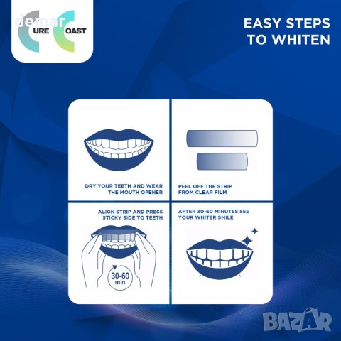 Ленти за избелване на зъби -28 броя, безопасни за емайла + аромат на мента, снимка 2 - Други - 44200254