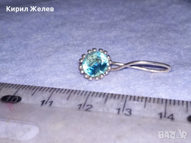 ПРЕКРАСНА ФИНА МАЙСТОРСКА СКЪПОЦЕННА СРЕБЪРНА ОБЕЦА СРЕБРО 925 с ЮВЕЛИРНО ФАСЕТИРАН СИН ЦИРКОН 38689, снимка 8 - Обеци - 41741409