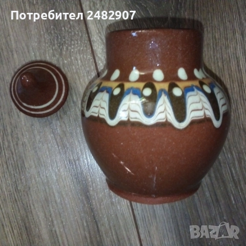Стара глинена захарница, снимка 3 - Антикварни и старинни предмети - 51581162
