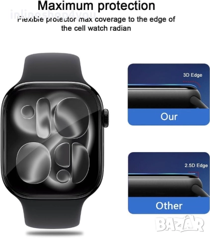 3D Скрийн Протектор за Apple Watch Series 11 - 42mm и 46mm, снимка 3 - Смарт гривни - 52554239