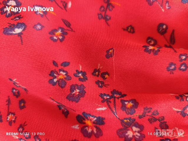 Pieces червена рокля на цветя М размер , снимка 9 - Рокли - 51363444