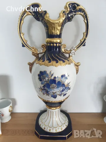 Royal Dux Bohemia 63см-5кг/Роял Дюкс Бохемия голяма стара порцеланова ваза с дръжки