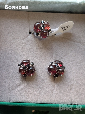 Сребърен комплект от естествен Гранат, снимка 3 - Бижутерийни комплекти - 52289739