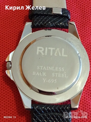 Модерен дамски часовник Rital quartz с кожена каишка не е носен 51693, снимка 8 - Дамски - 53590221