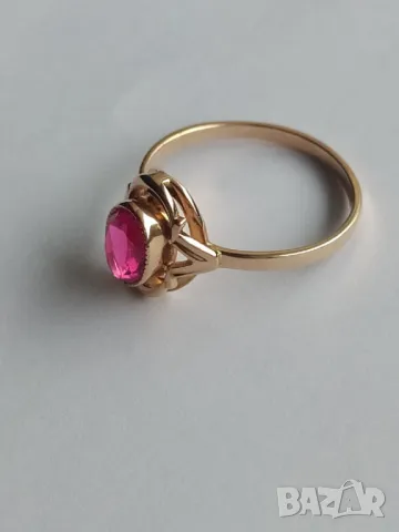 Руски златен пръстен с рубин 1, снимка 3 - Пръстени - 50338618
