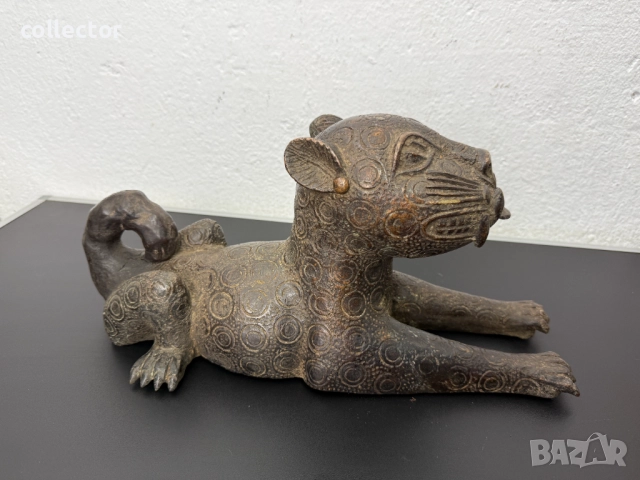 Бронзова скулптура на Бенински Леопард. №7451, снимка 5 - Антикварни и старинни предмети - 51975435