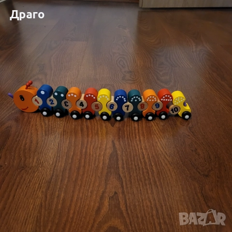 Дървена детска играчка с цифри - "Гъсеница"