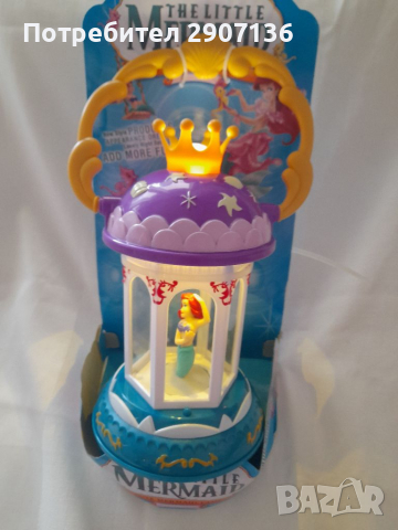 НОЩНА ЛАМПИЧКА С РУСАЛКАТА АРИЕЛ,РАБОТИ С БАТЕРИИ,свети и се върти , снимка 5 - Играчки за стая - 35171519