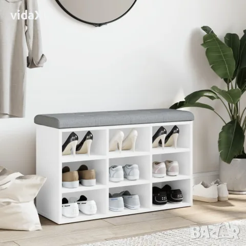 vidaXL Пейка за обувки, бяла, 82x32x50 см, инженерно дърво, снимка 3 - Маси - 56148091