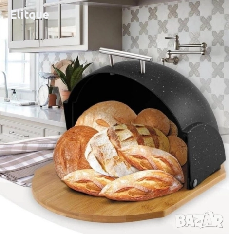 Кутия за съхранение на хляб с дървена дъска,Външни размери: 37х26.5х20 см, снимка 8 - Други - 52853440