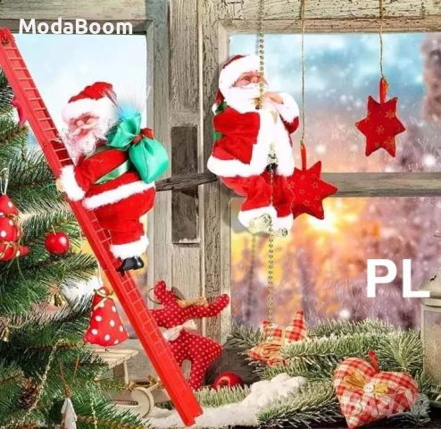 Дядо Коледа, катерещ се по стълби; Музикален, снимка 3 - Музикални играчки - 48129392