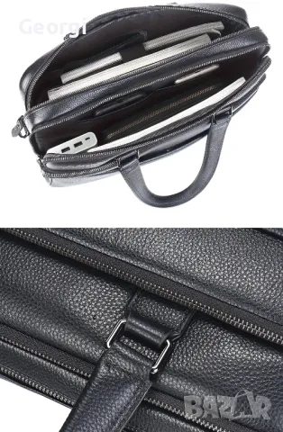 Мъжка премиум/елегантна кожена бизнес чанта /Куфарче за лаптоп 15" от естествена кожа!, снимка 10 - Чанти - 49273882