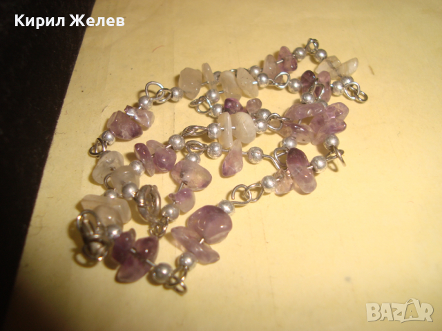СТАРА СКЪПОЦЕННА ХЕНД-МЕЙД ГРИВНИЧКА ГЕРДАНЧЕ с АМЕТИСТ и МЛЕЧЕН КВАРЦ и ПОСРЕБРЕНИ ЗАКОПЧАЛКИ 26128, снимка 10 - Антикварни и старинни предмети - 36164545