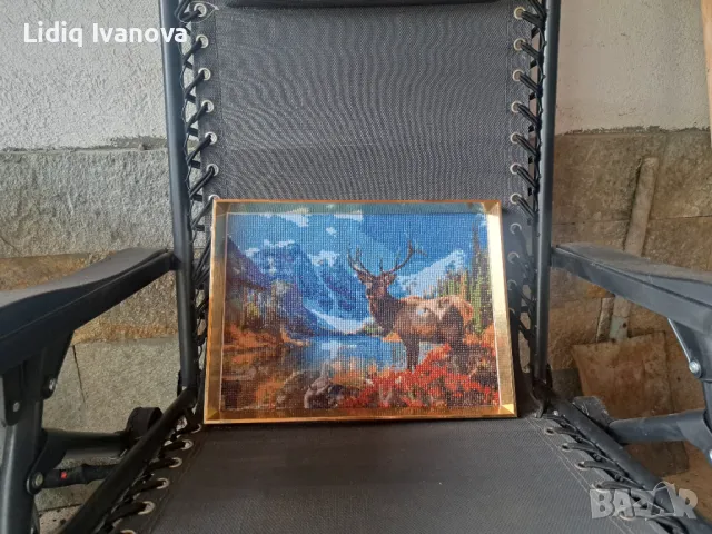 Диамантен гоблен елен-готов и рамкиран