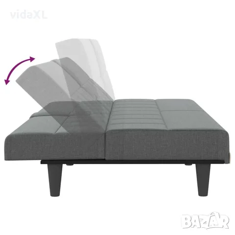 vidaXL Разтегателен диван с поставки за чаши, тъмносив, плат, снимка 9 - Дивани и мека мебел - 56147257