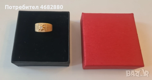 Стилен дамски пръстен с камък, позлатен, снимка 4 - Пръстени - 52794511