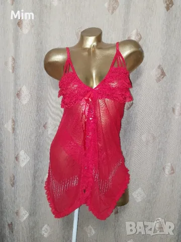 S/M Ярко червена къса нощница и полупрашка , снимка 7 - Нощници - 50227910