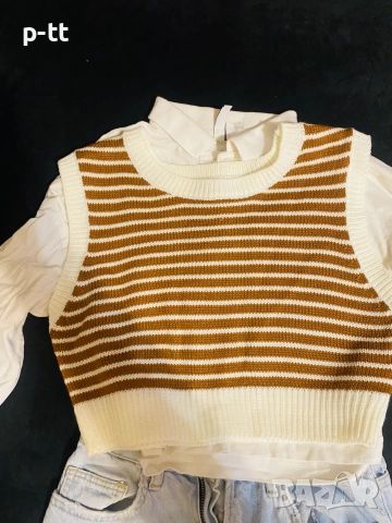 Пуловер къс ,без ръкав , снимка 3 - Блузи с дълъг ръкав и пуловери - 52336034