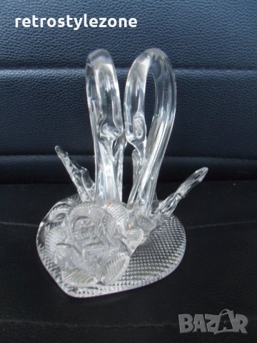 № 5740 стара стъклена фигура - лебеди   - размер 12 / 10 / 10 см 