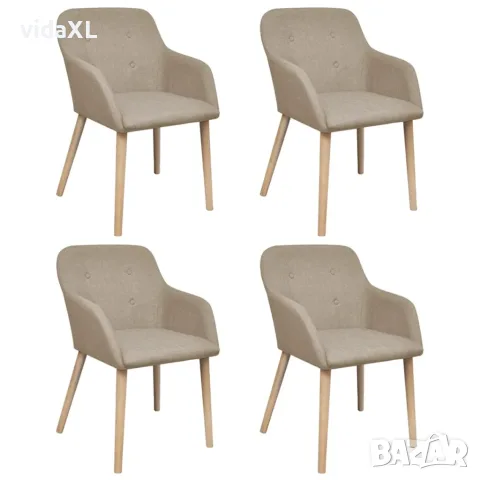 vidaXL Трапезни столове, 4 бр, бежов плат и дъбова дървесина масив(SKU: 270570)
