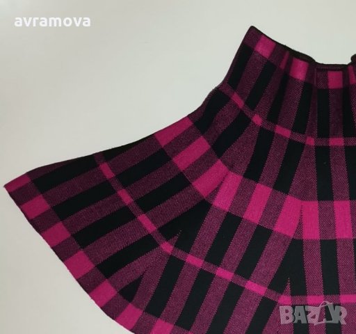 Miss Azur пола розово-черно каре – М размер, момиче, снимка 4 - Детски рокли и поли - 34007859