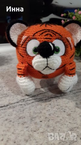 Символ на 2022 г. ТИГЪРЧЕ (оранжево), Плетена играчка, Ръчно изработена, Перфектен подарък, снимка 3 - Плюшени играчки - 34724060