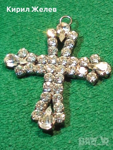 ВИНТИДЖ АРТ КРЪСТ с БЛЕСТЯЩИ ФАСЕТИРАНИ КРИСТАЛИ 3252
