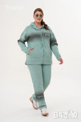 - 40% Красив ватиран спортен дамски комплект, прелимащ ефект,цвят мента, снимка 2 - Комплекти - 53183676