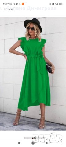 Зелена рокля с колан М