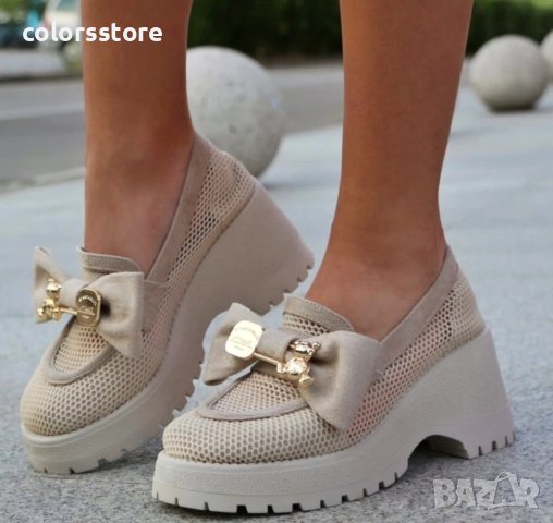Обувки на платформа - бежови - BR678