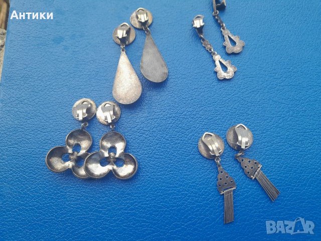 Посребрени Кралски Старинни обеци щипки, снимка 6 - Антикварни и старинни предмети - 41588415