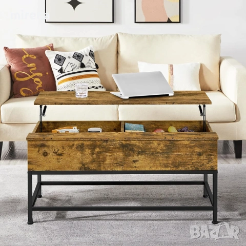 Маса за кафе повдигащ се плот, съхранение странична бюро рустик н141, снимка 9 - Маси - 53837053